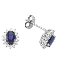 Sirius Pırlanta ve Oval Safir Taşlı Anturaj Küpe 0717E0024