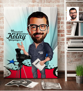 BK Gift Kişiye Özel Bay Yönetmen Karikatür Kanvas Tablo 70x100cm 1
