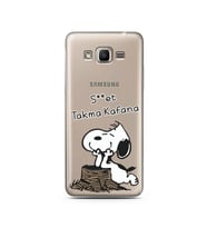 Snoopy Tasarımlı Süper Şeffaf Silikon Telefon Kılıfı Samsung J2 Prime