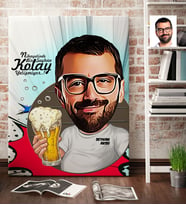 BK Gift Kişiye Özel Şerefe Karikatür Kanvas Tablo 70x100cm 1