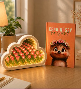 Sonsuzluk Bahçesi Bulut Gece Lambası & Kendini Sev Özel Defter Hediye Seti