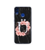 Mermer Çiçekli Harf Tasarım Süper Şeffaf Silikon Telefon Kılıfı Huawei Honor 8C 