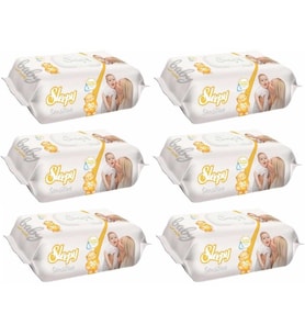 Sleepy Islak Havlu Mendil 90 Yaprak Sensitive 6 Lı Set Plastik Kapaklı