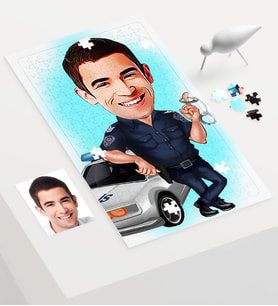 BK Gift Kişiye Özel Bay Trafik Polisi Karikatür 240 Parça A3 Puzzle  1
