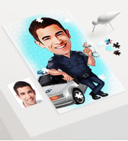 BK Gift Kişiye Özel Bay Trafik Polisi Karikatür 240 Parça A3 Puzzle  1
