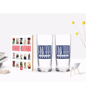 BK Gift Kişiye Özel Renkli Baskılı Ankara Tasarımlı Turistik İkili Rakı Bardağı ve Rakı Cep Kitabı Hediye Seti-2 (Model 1)