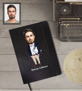 Kişiye Özel Öğretmen Karikatürlü Siyah Defter Bay-14