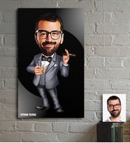 BK Gift Kişiye Özel Bay Patron Karikatür Ahşap Tablo - 3