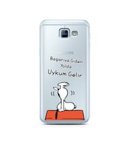 Snoopy Tasarımlı Süper Şeffaf Silikon Telefon Kılıfı Samsung A8 (2016)  