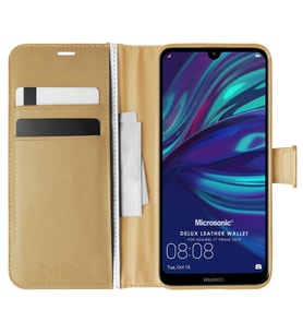 Microsonic Huawei Y7 Prime 2019 Kılıf Delux Leather Wallet Gold