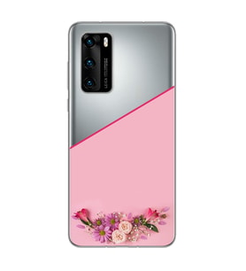 Kesik Çiçek Tasarımlı Süper Şeffaf Silikon Telefon Kılıfı Huawei P40 Pro