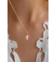 14 Ayar Pembe Opal Taşlı Kolye (Karışık)