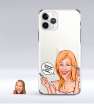 BK Gift Kişiye Özel Bayan Kolay Yetişmiyor Karikatürlü iPhone 11 Pro İnce Şeffaf Silikon Telefon Kapağı-7 (Beyaz)