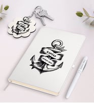 BK Gift Kişiye Özel Kaptan Beyaz Defter Kalem Ve Anahtarlık Hediye Seti-6 (Model 1)