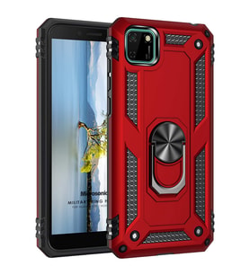 Microsonic Huawei Honor 9S Kılıf Military Ring Holder Kırmızı