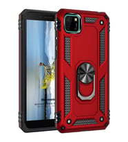 Microsonic Huawei Honor 9S Kılıf Military Ring Holder Kırmızı