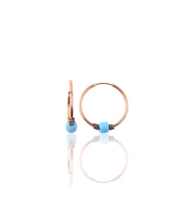 Söğütlü Silver Gümüş  17 mm turkuaz taşlı halka küpe