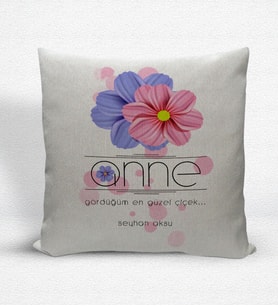 BK Gift Kişiye Özel Anne Anlamı Dekoratif Keten Yastık (Bej)