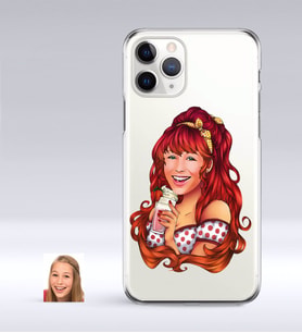 BK Gift Kişiye Özel Kadın Karikatürlü iPhone 11 Pro İnce Şeffaf Silikon Telefon Kapağı-54 (Beyaz)