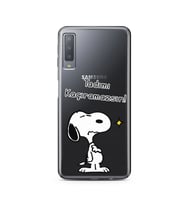 Snoopy Tasarımlı Süper Şeffaf Silikon Telefon Kılıfı Samsung A7 (2017)