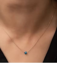 Papatya Silver 925 Ayar Rose Altın Kaplama Gümüş Zincirli Nazar Göz Küçük Top Kolye