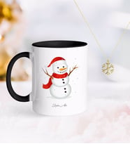 BK Gift Kişiye Özel Kardan Adam Siyah Kupa ve Kar Tanesi Kolye-2 (Model 1)