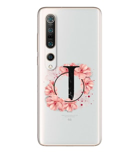 Pembe Çiçekli Harf Tasarım Süper Şeffaf Silikon Telefon Kılıfı Xiomai Mi10- Mi 1