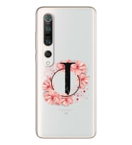 Pembe Çiçekli Harf Tasarım Süper Şeffaf Silikon Telefon Kılıfı Xiomai Mi10- Mi 1