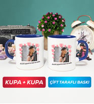 İkili Sevgiliye Sevgililer Günü Hediyesi 12 Kupa Bardak Lacivert