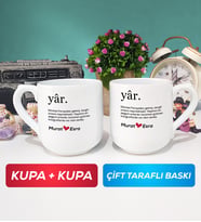 İkili Yâr Sevgililer Günü Hediyesi Kupa Bardak Oval