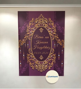 70x100cm Söz, Nişan,Kına Gecesi, Düğün İçin Kişiye Özel Branda Afiş Arka Fon