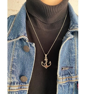 925 Ayar Gümüş Sade Çapa Motifli Denizci Model Erkek Koye