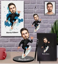 Kişiye Özel Sporcu Karikatürlü 5 li Hediye Seti Bay-10