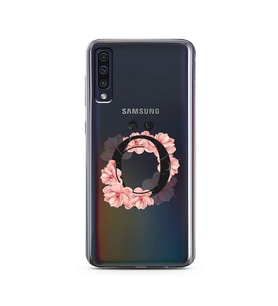 Pembe Çiçekli Harf Tasarım Süper Şeffaf Silikon Telefon Kılıfı Samsung A50 Ö-Har