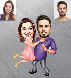 Kişiye Özel  Sevgili Karikatürlü Ahşap Magnet Model 2