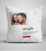 BK Gift Kişiye Özel Fotoğraflı Sevgili Anlamı Yastık (Beyaz)