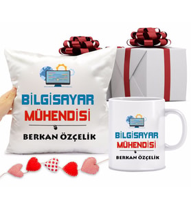 Bilgisayar Mühendisi Kupa Bardağı ve Yastığı Hediye Seti (Model 1)