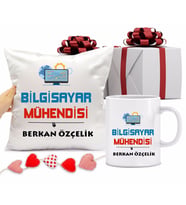 Bilgisayar Mühendisi Kupa Bardağı ve Yastığı Hediye Seti (Model 1)