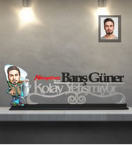 Kişiye Özel Balıkçı Karikatürlü Kolay Yetişmiyor Ahşap Biblo Bay-2
