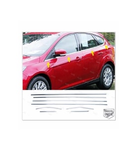 Ford Focus 3 Krom Cam Çıtası 8 prç. 2010-2018 Arası P. Çelik (HB)
