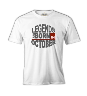 Legends Born in October - Wave Beyaz Erkek Tshirt