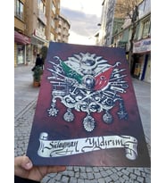 OSMANLI DEVLET ARMASI BASKILI TABLO  - 35x50cm AHŞAP UV BASKILI TABLO