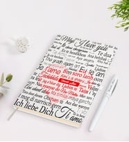 BK Gift Kişiye Özel 100 Dilde Seni Seviyorum Beyaz Defter Kalem Seti