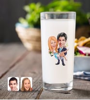 BK Gift Kişiye Özel Evleniyoruz Karikatürlü Rakı Bardağı-4 (Beyaz)