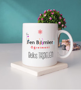 Fen Bilimleri Öğretmeni Kupa Bardak ve Taş Bardak Altlığı Seti