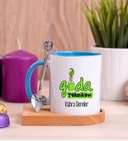 Gıda Teknikeri Ahşap Altlıklı Mavi Kupa Bardak