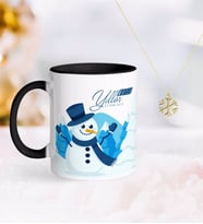 BK Gift Kişiye Özel Yılbaşı Mutlu Yıllar Siyah Kupa ve Kar Tanesi Kolye-21 (Model 1)