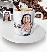 BK Gift Kişiye Özel Ev Hanımı Karikatür Türk Kahvesi Fincanı  3