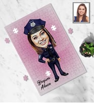 Kişiye Özel Polis Karikatürlü A4 99 Parça Puzzle Bayan-2