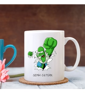 BK Gift Kişiye Özel Hulk Simpson Tasarımlı Beyaz Kupa Bardak